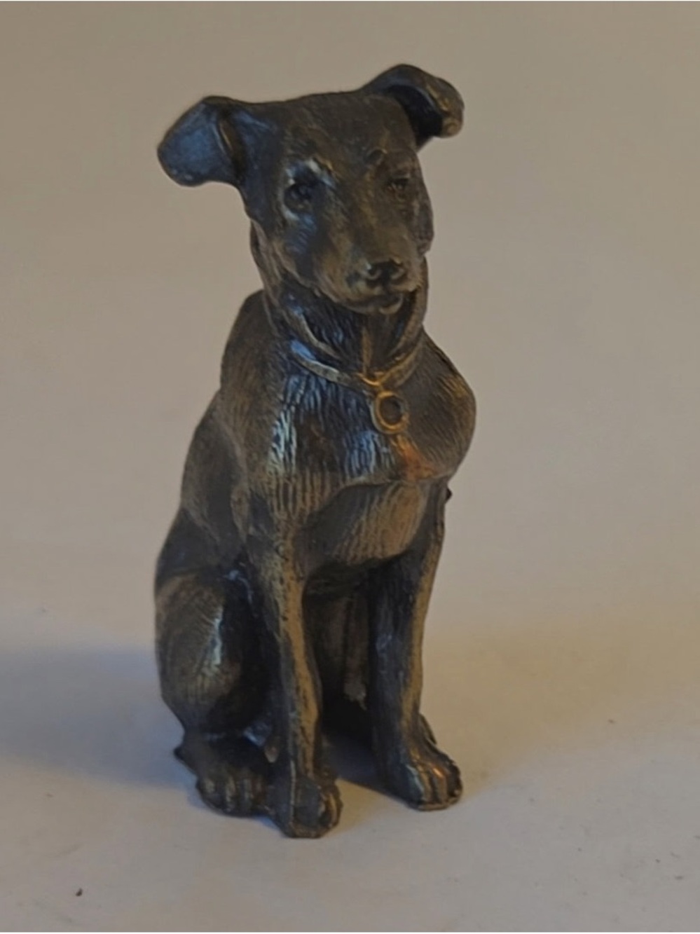 Miniature Bronze? Dog Vintage Figurine Weighted Metal Rare Good Condition